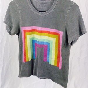 Grey rainbow printed tee.
